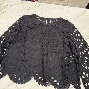 Marc Cain Eyelet Black Cut Out Top